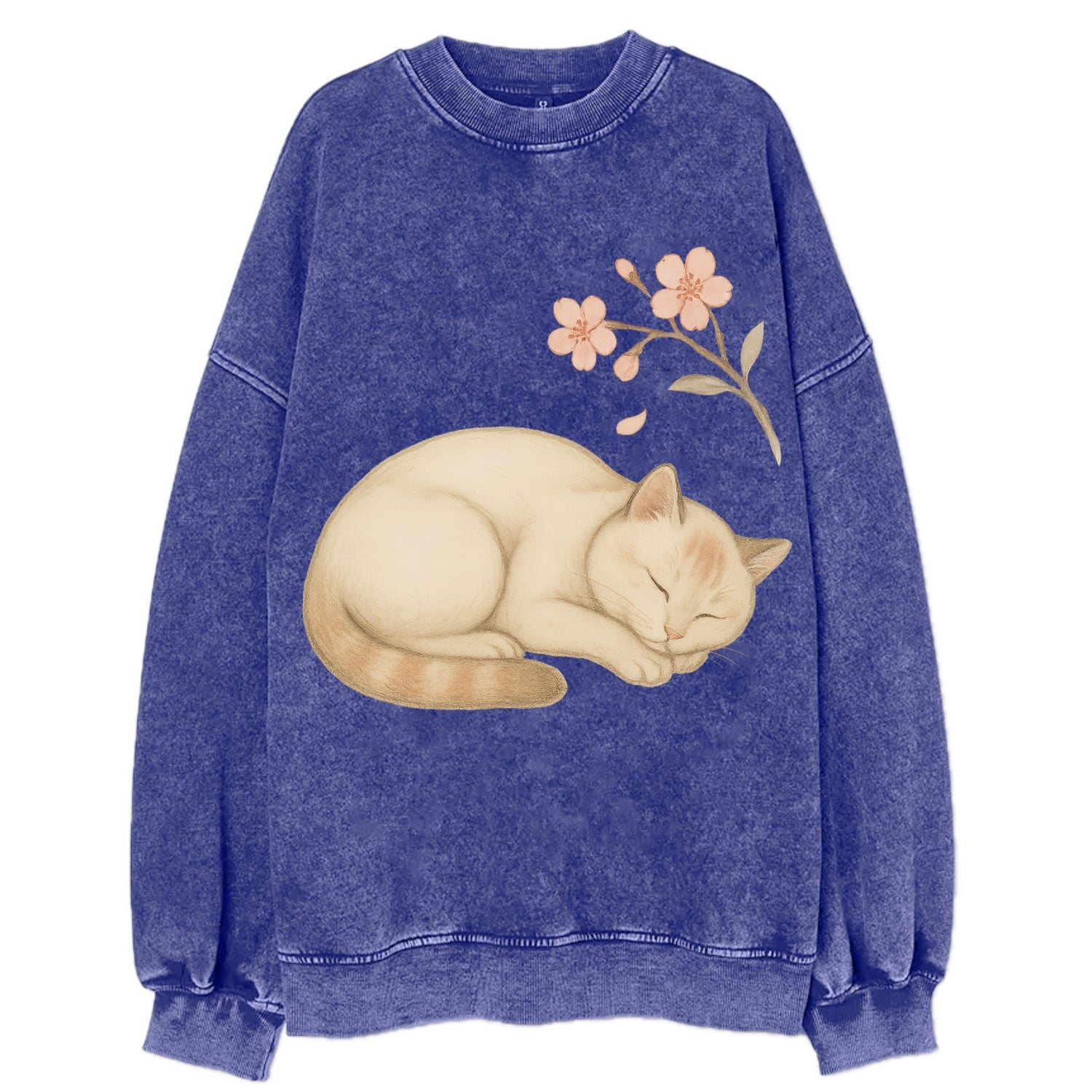 Zen Garden Cat  - Vintage Sweatshirt - Blue