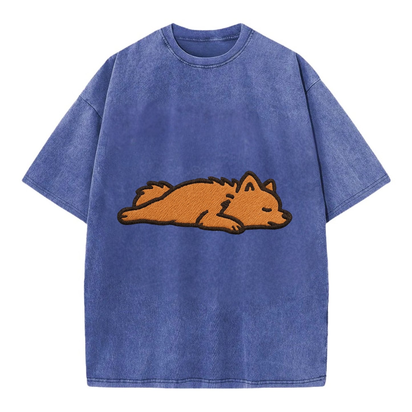 Pomeranian - Orange fluffy fully relaxed Vintage T-shirt - Blue