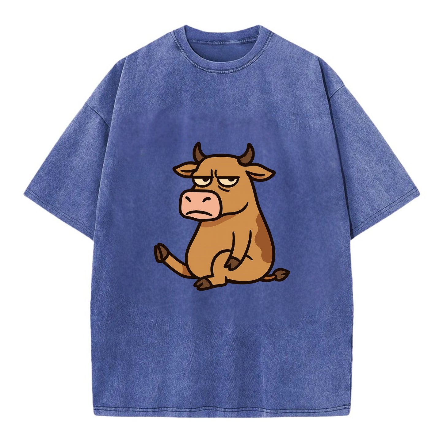 The Cow Judging Silently - Vintage T-shirt - Blue