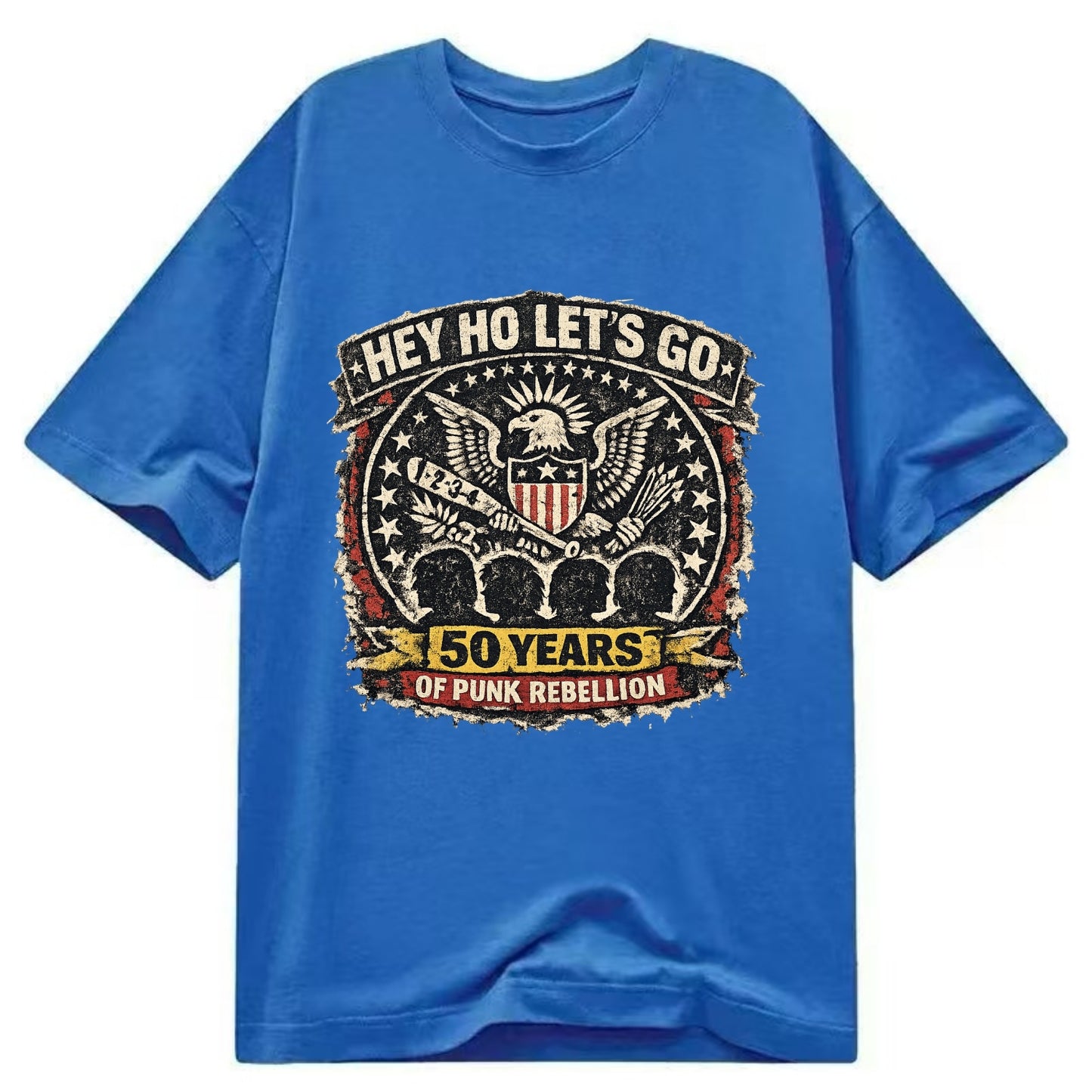 RAMONES LEGACY | Hey Ho Let's Go typography | Presidential seal parody | Four - Classic T-shirt - Blue