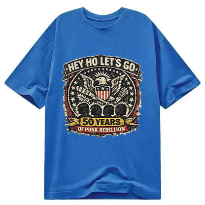 RAMONES LEGACY | Hey Ho Let's Go typography | Presidential seal parody | Four - Classic T-shirt - Blue