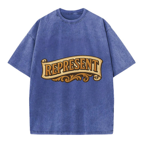 Bold typography design - REPRESENT - showing where you from - Vintage T-shirt