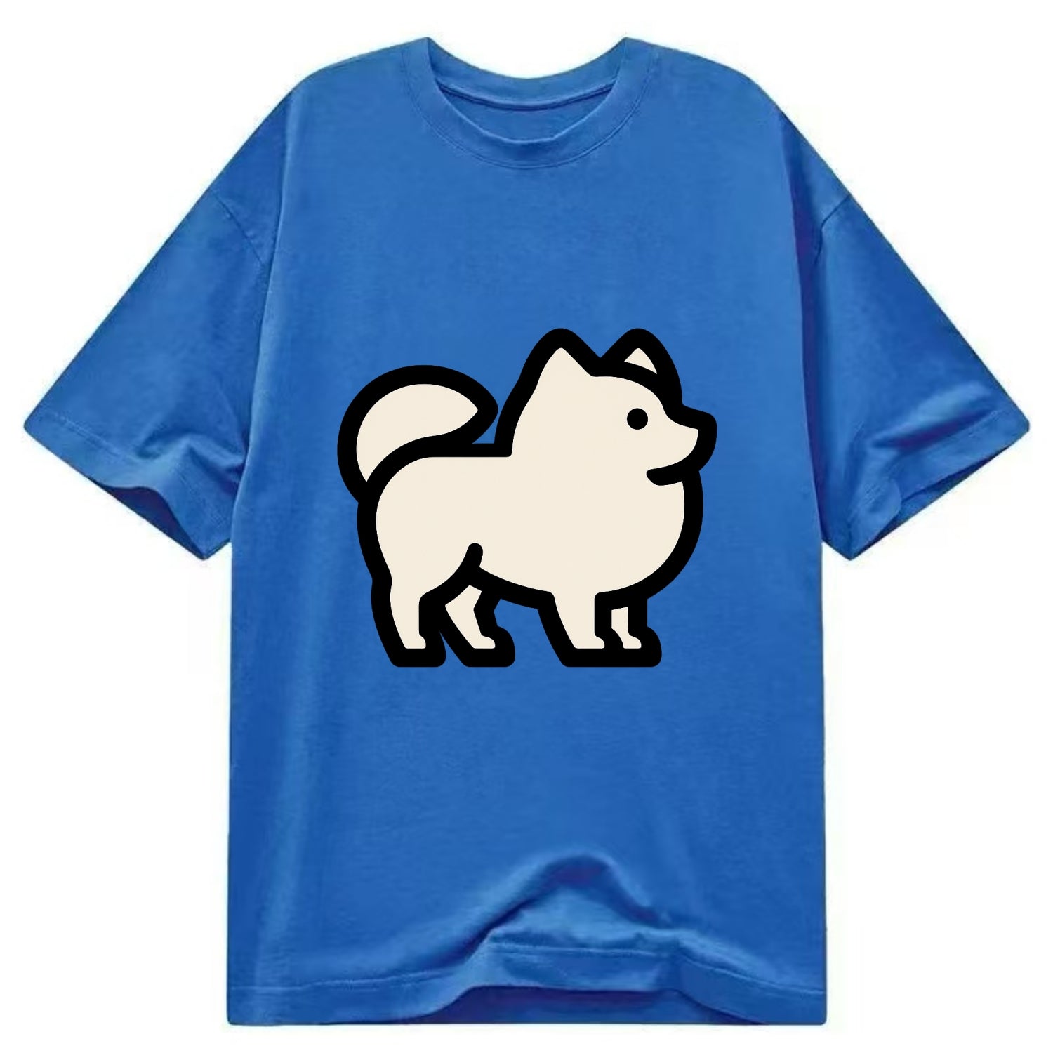 Pomeranian - Modern tiny fluffy logo wit - Classic T-shirt - Blue