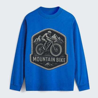 Mountain bike with rugged tires - cyclist badge - Classic Long Sleeve Shirt - Blue