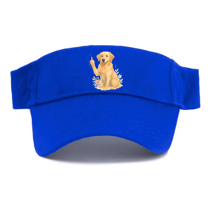 Labrador Retriever yellow sitting pretty, friendly face, strong paw up with sass - Visor - Blue