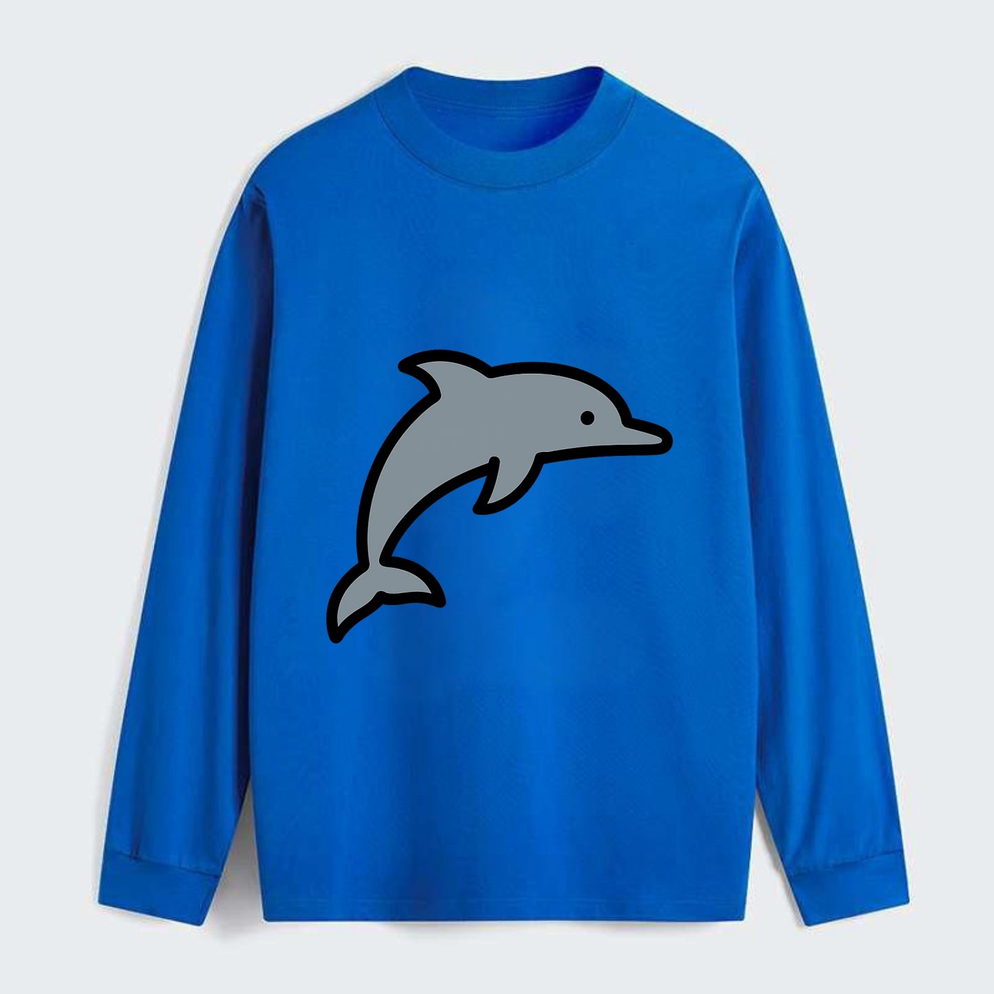 Bottlenose Dolphin - Gray jumping pose flat side profile - Classic Long Sleeve Shirt - Blue