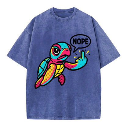 baby sea turtle swimming gracefully, one flipper extended sassily - Vintage T-shirt - Blue