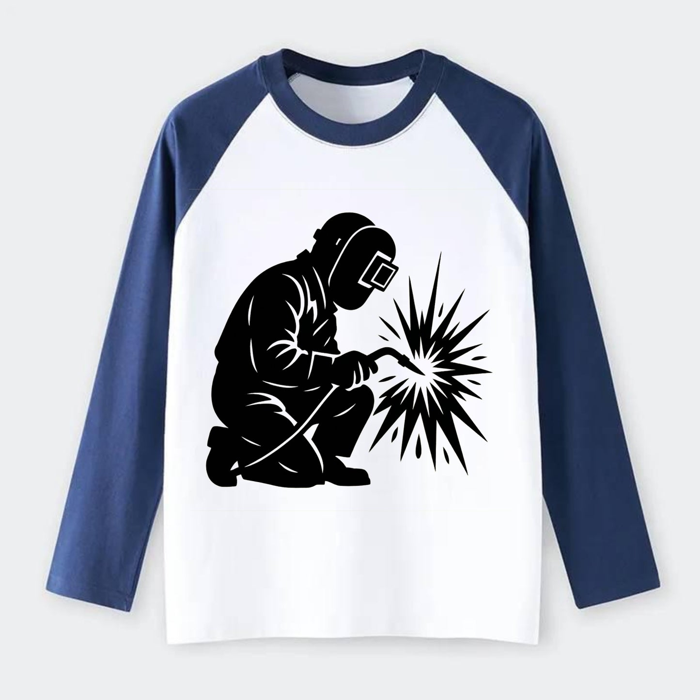 Welder sparks flying dramatically - Raglan Long Sleeve T-Shirt - Blue