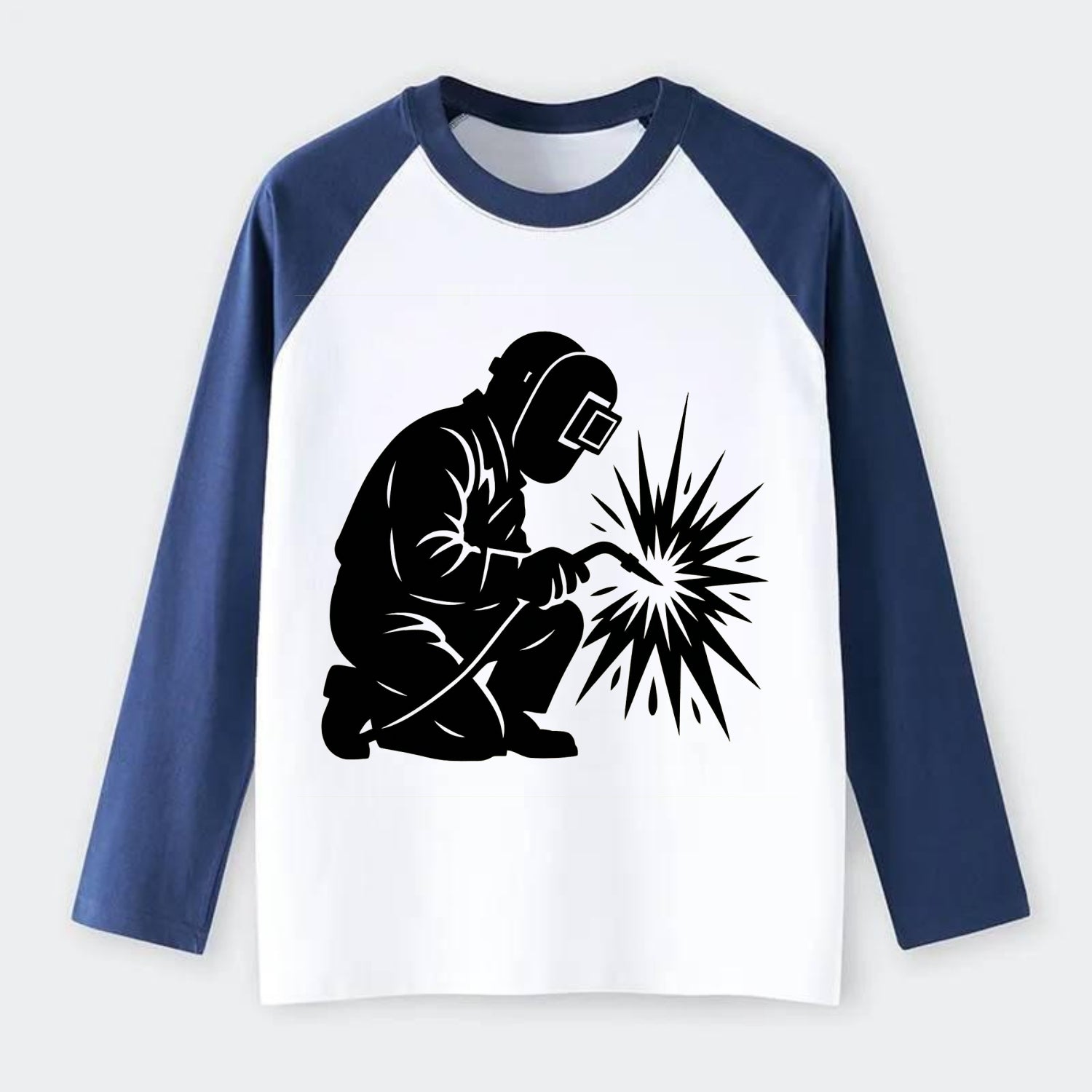 Welder sparks flying dramatically - Raglan Long Sleeve T-Shirt - Blue