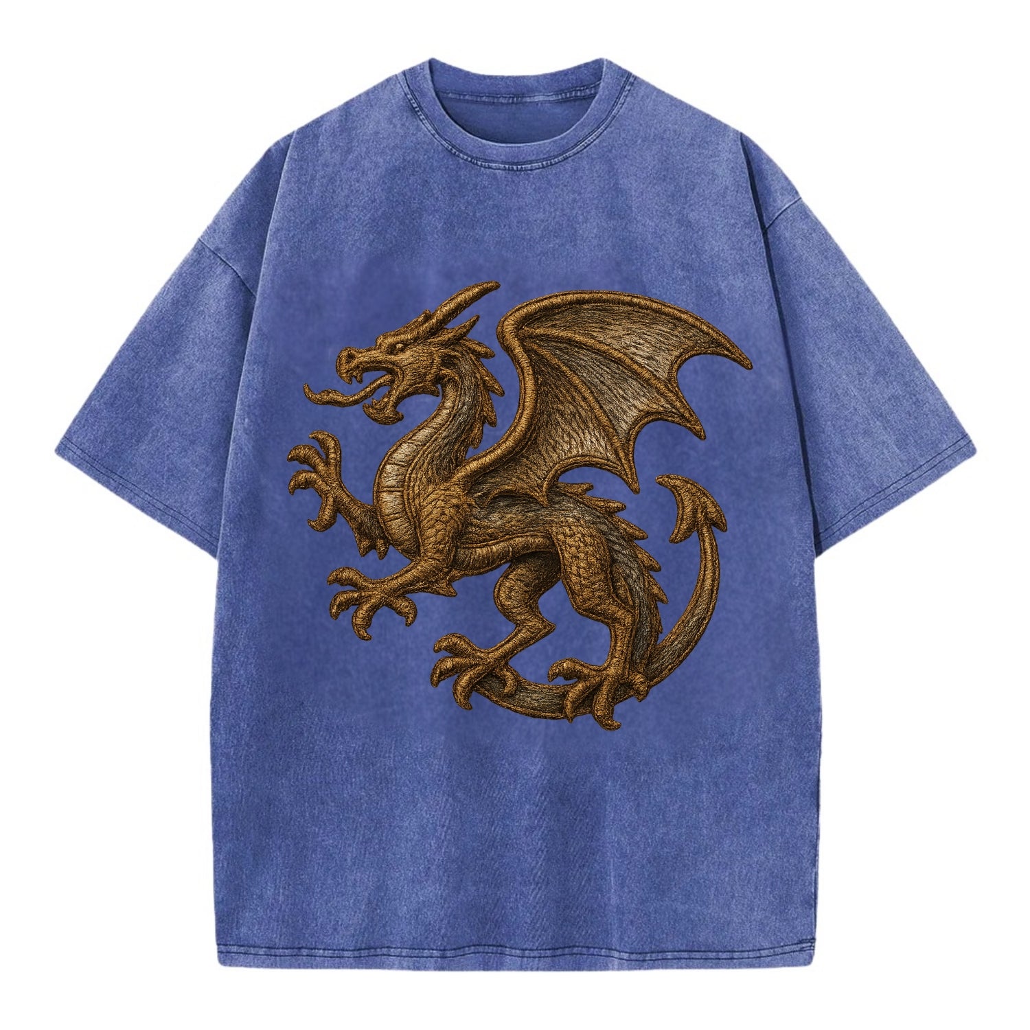 Dragon Silhouette  - Vintage T-shirt - Blue