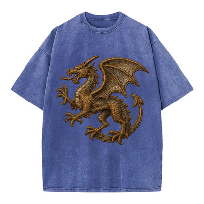 Dragon Silhouette  - Vintage T-shirt - Blue
