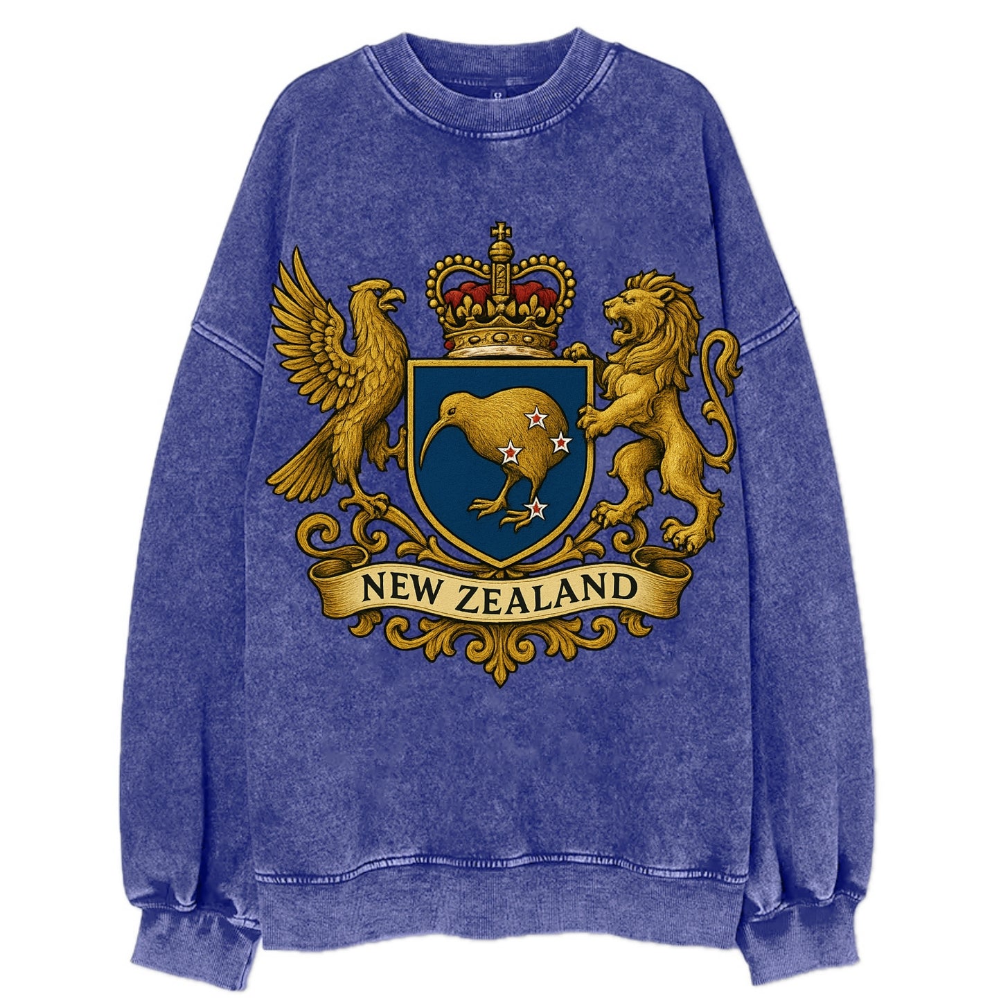 New Zealand Heritage Badge  - Vintage Sweatshirt - Blue