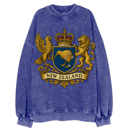 New Zealand Heritage Badge  - Vintage Sweatshirt - Blue