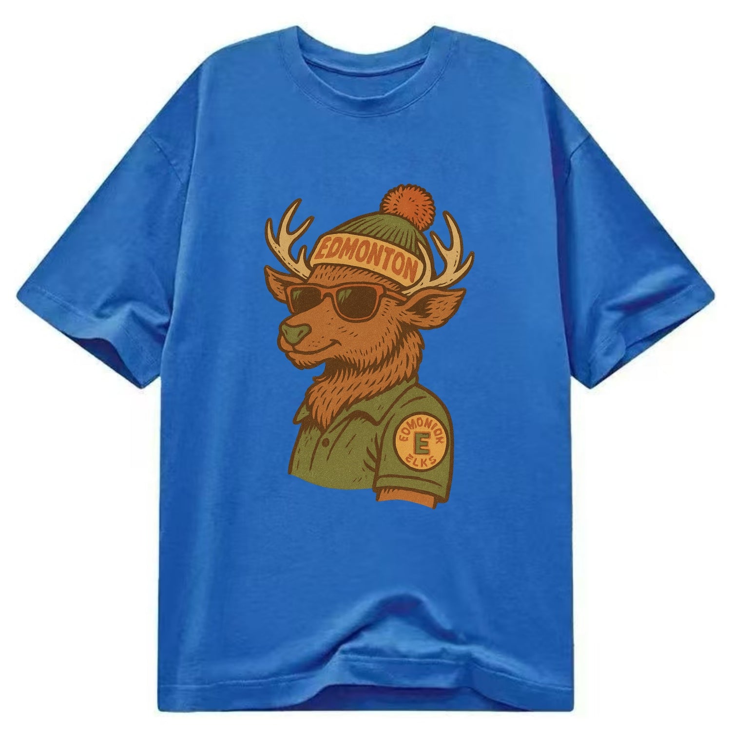 Edmonton Elk wearing Edmonton beanie wit - Classic T-shirt - Blue