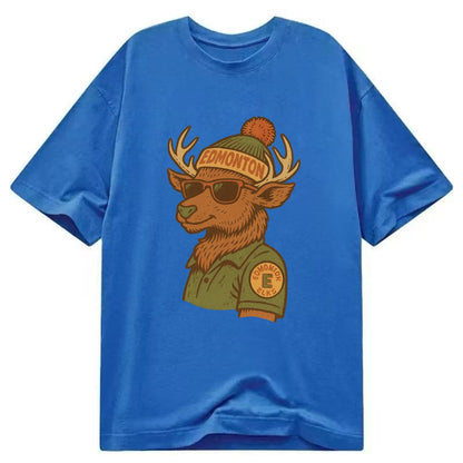 Edmonton Elk wearing Edmonton beanie wit - Classic T-shirt - Blue