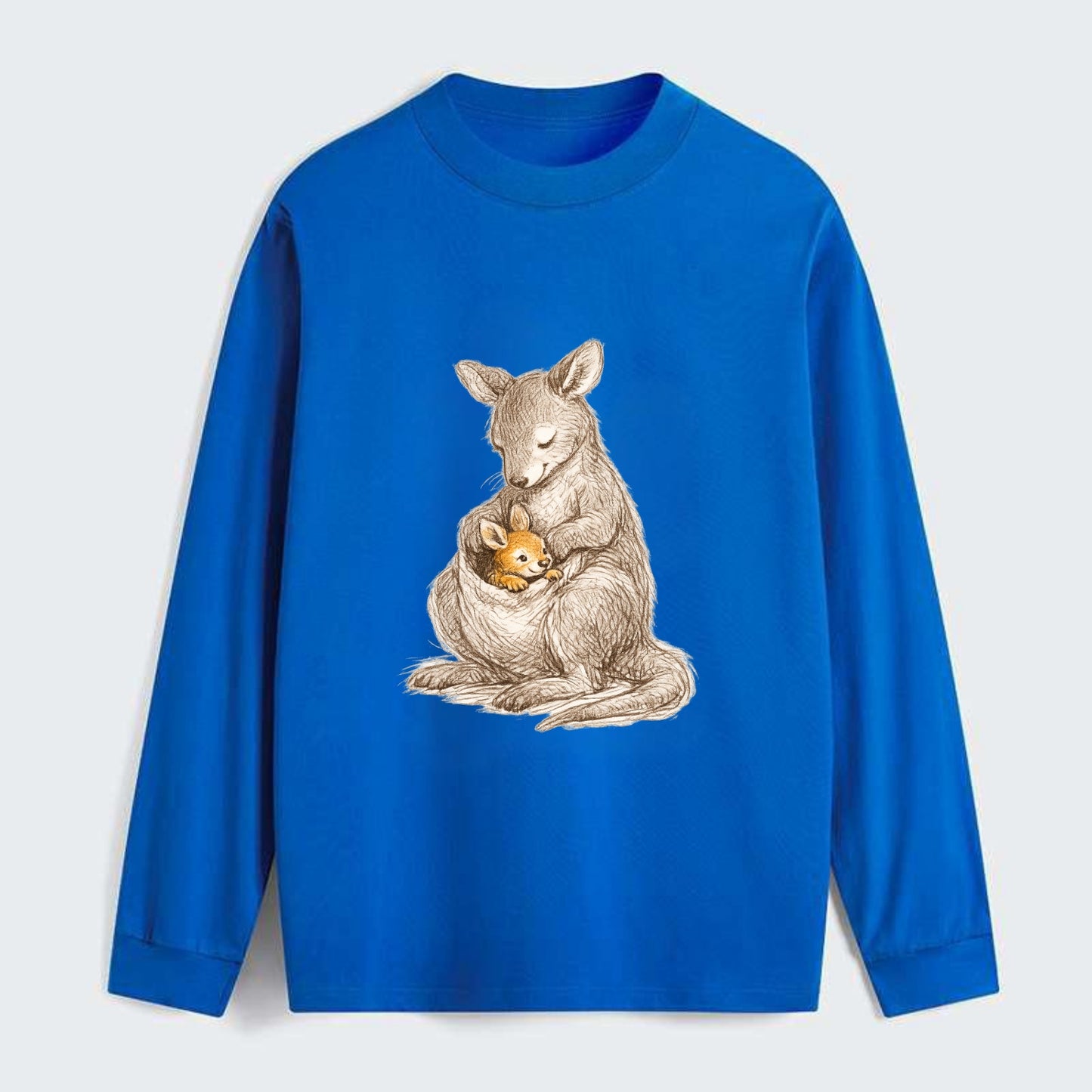 MOTHER'S POUCH | Kangaroo maternal embrace | Joey safe inside | - Classic Long Sleeve Shirt - Blue