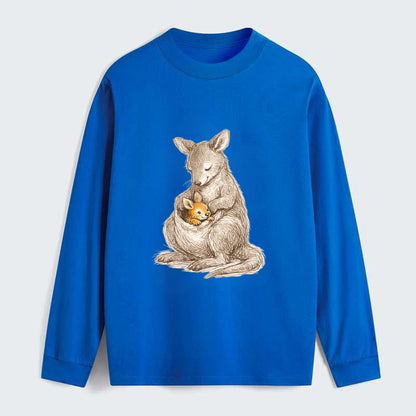 MOTHER'S POUCH | Kangaroo maternal embrace | Joey safe inside | - Classic Long Sleeve Shirt - Blue