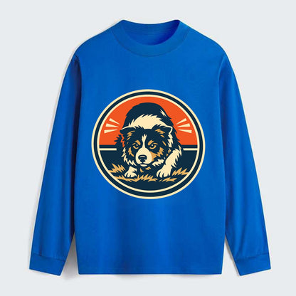Focused Border Collie Emblem - Classic Long Sleeve Shirt - Blue