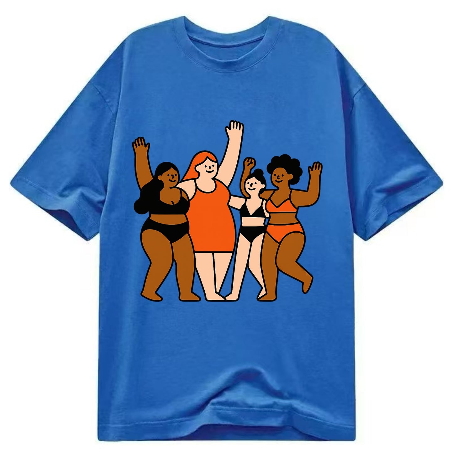 Diverse body types celebrating together - body positivity movement, all bodies - Classic T-shirt - Blue