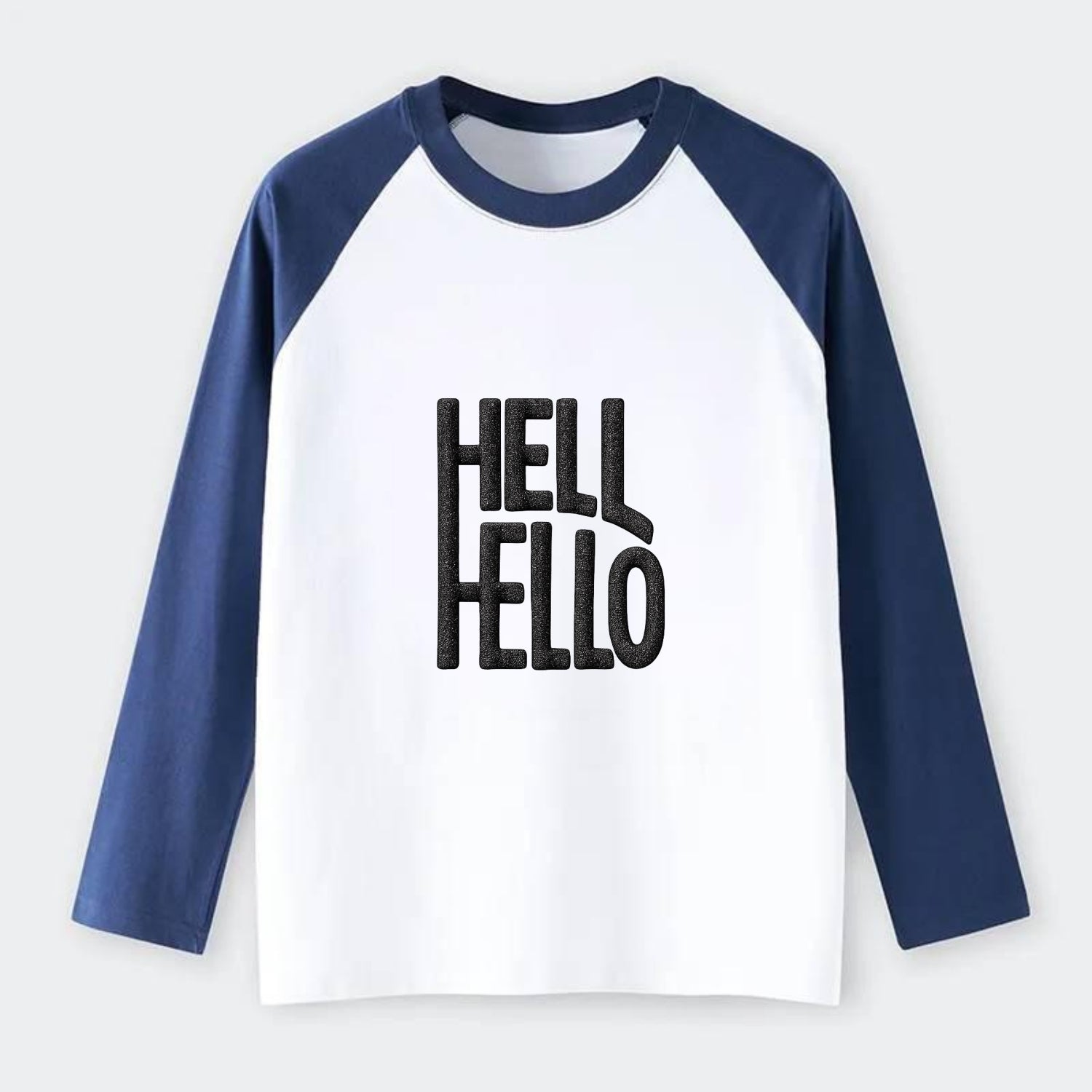 HELL;HELLO BEAUTIFUL Floral Print Hat - Raglan Long Sleeve T-Shirt - Blue