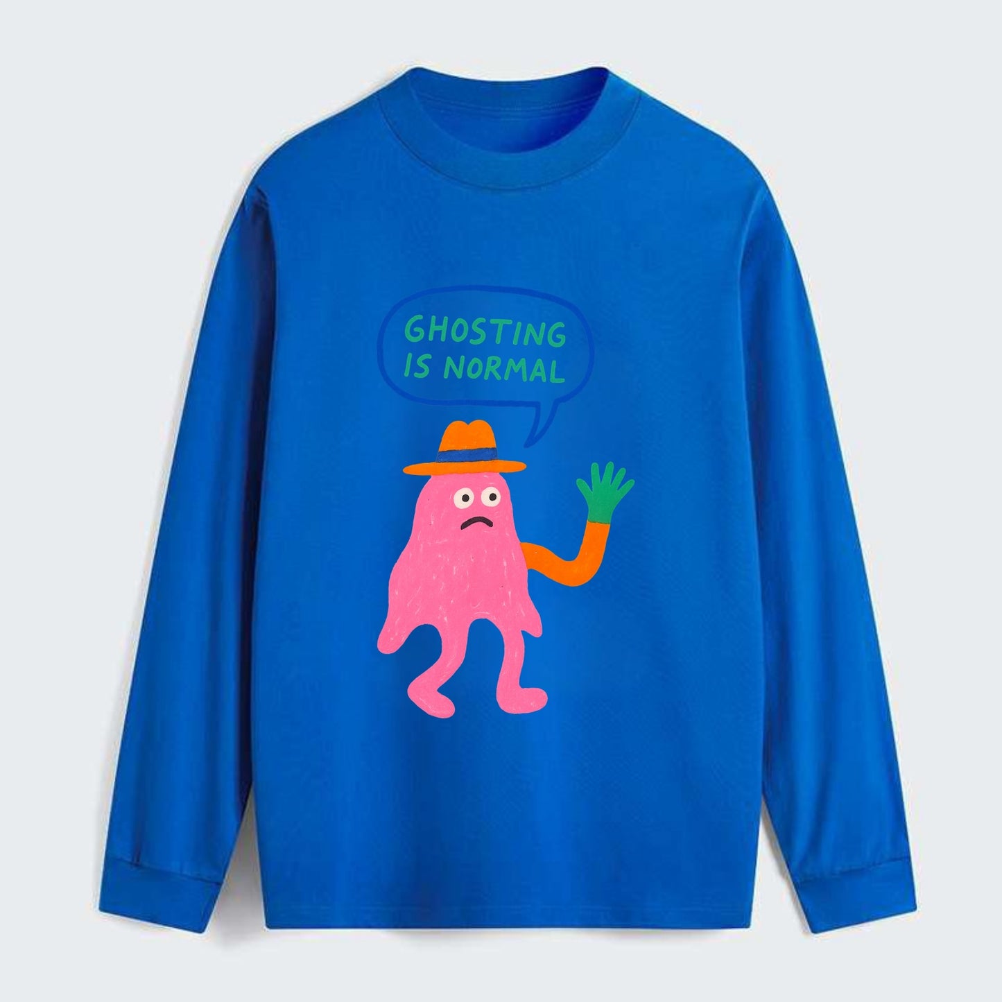 GHOSTING IS NORMAL | Transparent ghost texting - Classic Long Sleeve Shirt - Blue