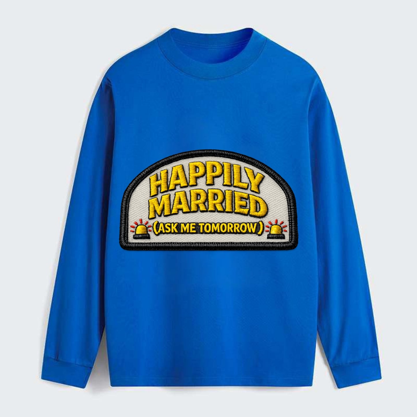 HAPPILY MARRIED  - yellow ask tomorrow - yellow - marital flux - Classic Long Sleeve Shirt - Blue