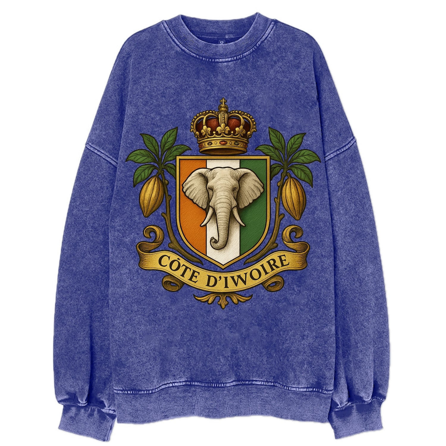 Ivory Coast Royal Logo  - Vintage Sweatshirt - Blue