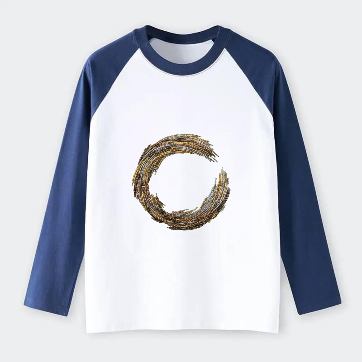 Enso Circle - Raglan Long Sleeve T-Shirt - Blue