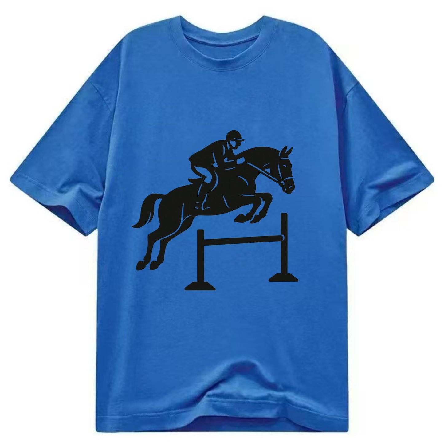 Equestrian jumping over obstacle - Classic T-shirt - Blue