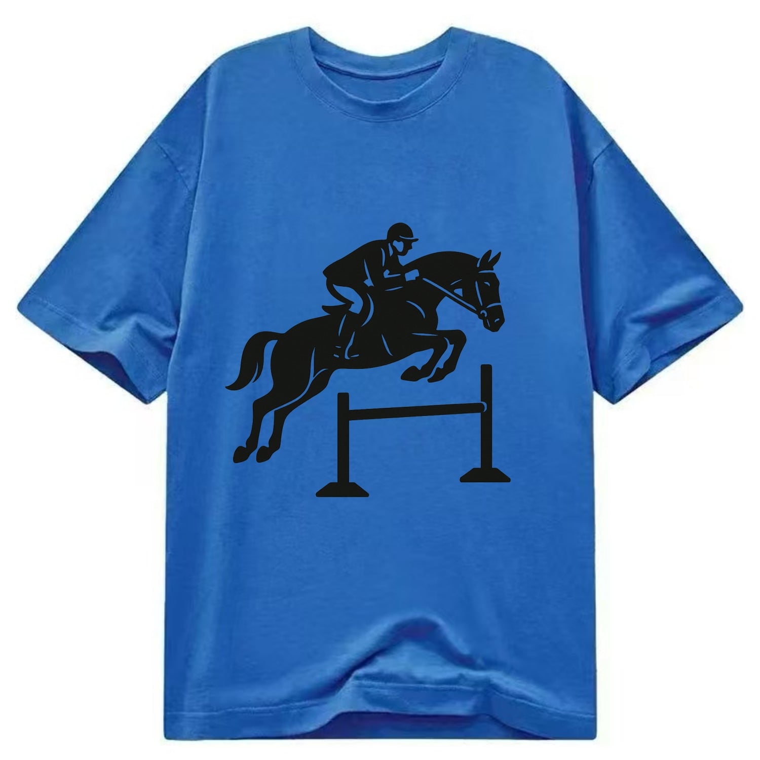 Equestrian jumping over obstacle - Classic T-shirt - Blue