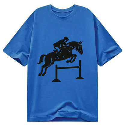 Equestrian jumping over obstacle - Classic T-shirt - Blue