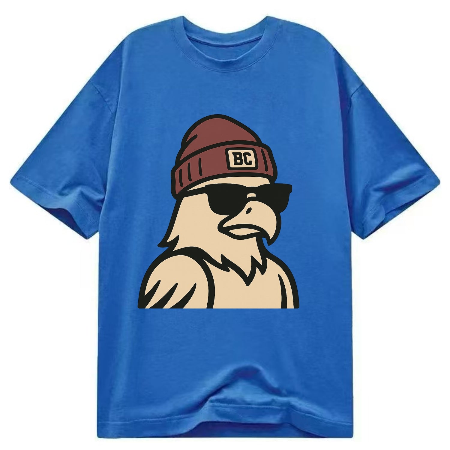 Chestnut Hill Eagle wearing Boston College beanie with BC patch - Classic T-shirt - Blue