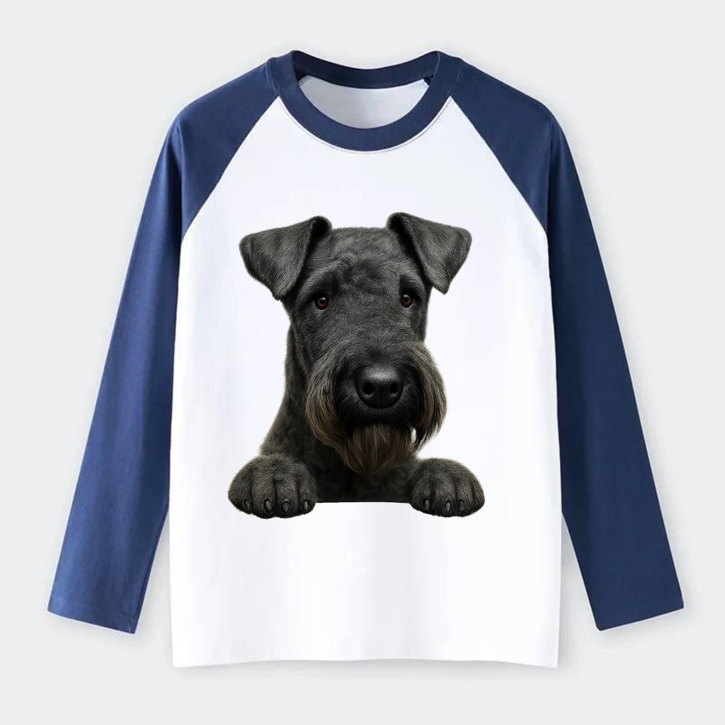 Kerry Blue Terrier  - Raglan Long Sleeve T-Shirt - Blue