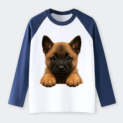 Belgian Malinois  - Raglan Long Sleeve T-Shirt - Blue