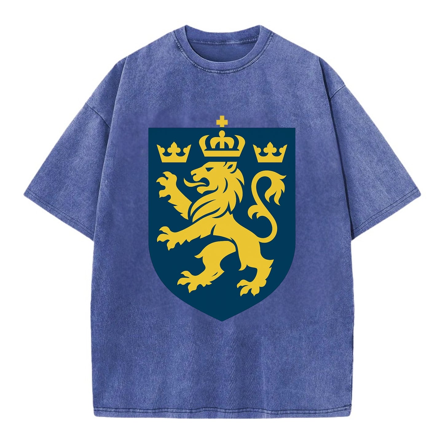 Sweden Three Crowns Emblem  - Vintage T-shirt - Blue