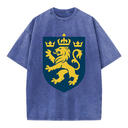 Sweden Three Crowns Emblem  - Vintage T-shirt - Blue
