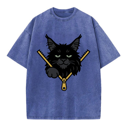 Black Maine Coon - Vintage T-shirt - Blue
