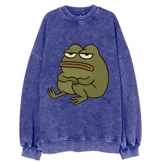 The Frog Judges Silently - Vintage Sweatshirt - Blue