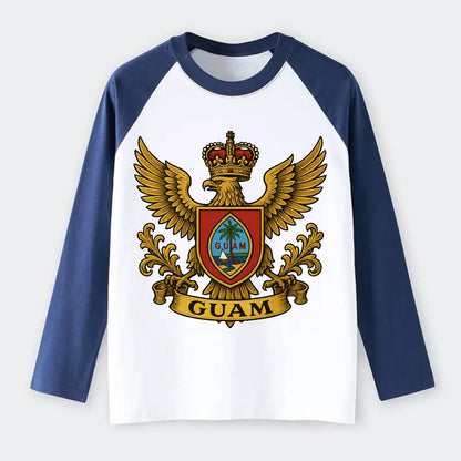 Guam Heritage Badge  - Raglan Long Sleeve T-Shirt - Blue