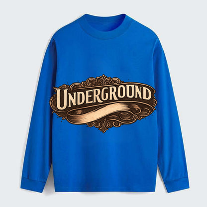 Bold typography design - "UNDERGROUND" - hidden scene, alternative - Classic Long Sleeve Shirt - Blue