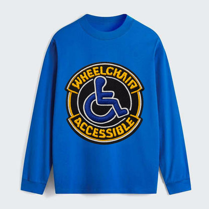 WHEELCHAIR ACCESSIBLE - accessibility symbol in blue , inclusion - Classic Long Sleeve Shirt - Blue