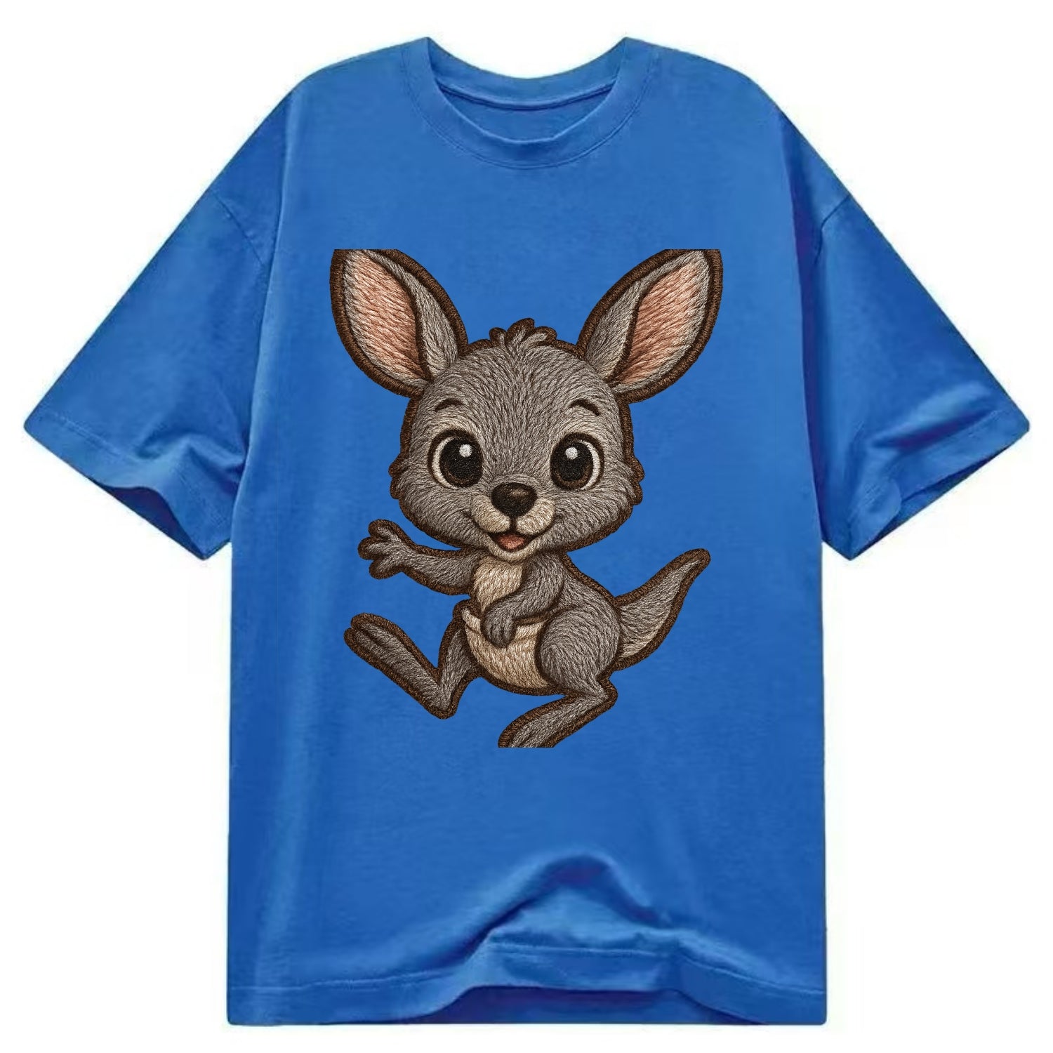 Baby Kangaroo Joey - gray fur, large ears, in pouch peek, bright eyes, - Classic T-shirt - Blue