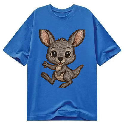 Baby Kangaroo Joey - gray fur, large ears, in pouch peek, bright eyes, - Classic T-shirt - Blue