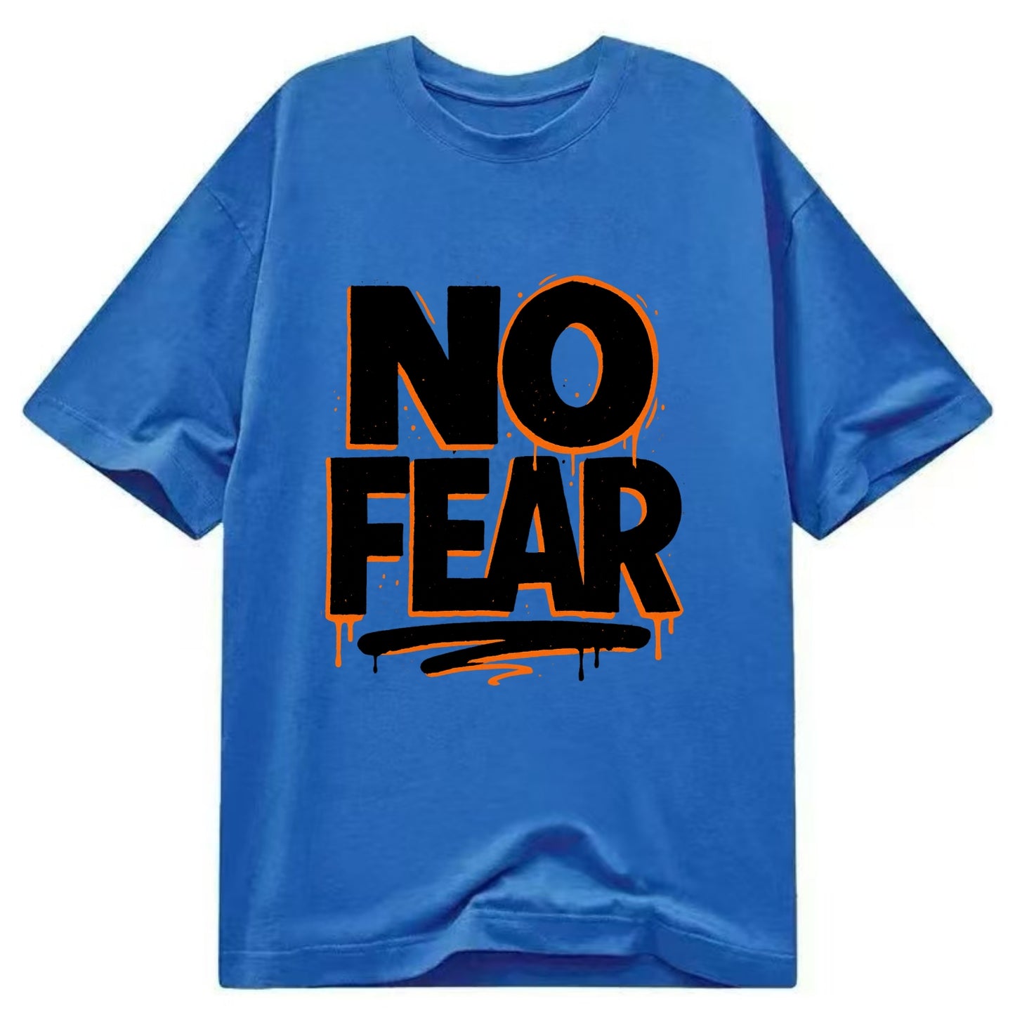 Bold typography design - "NO FEAR" - courage, bravery - Classic T-shirt - Blue
