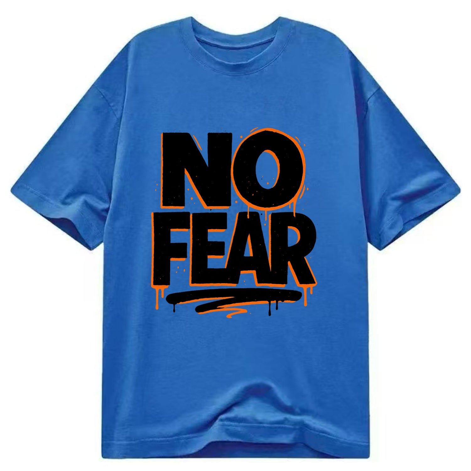 Bold typography design - "NO FEAR" - courage, bravery - Classic T-shirt - Blue