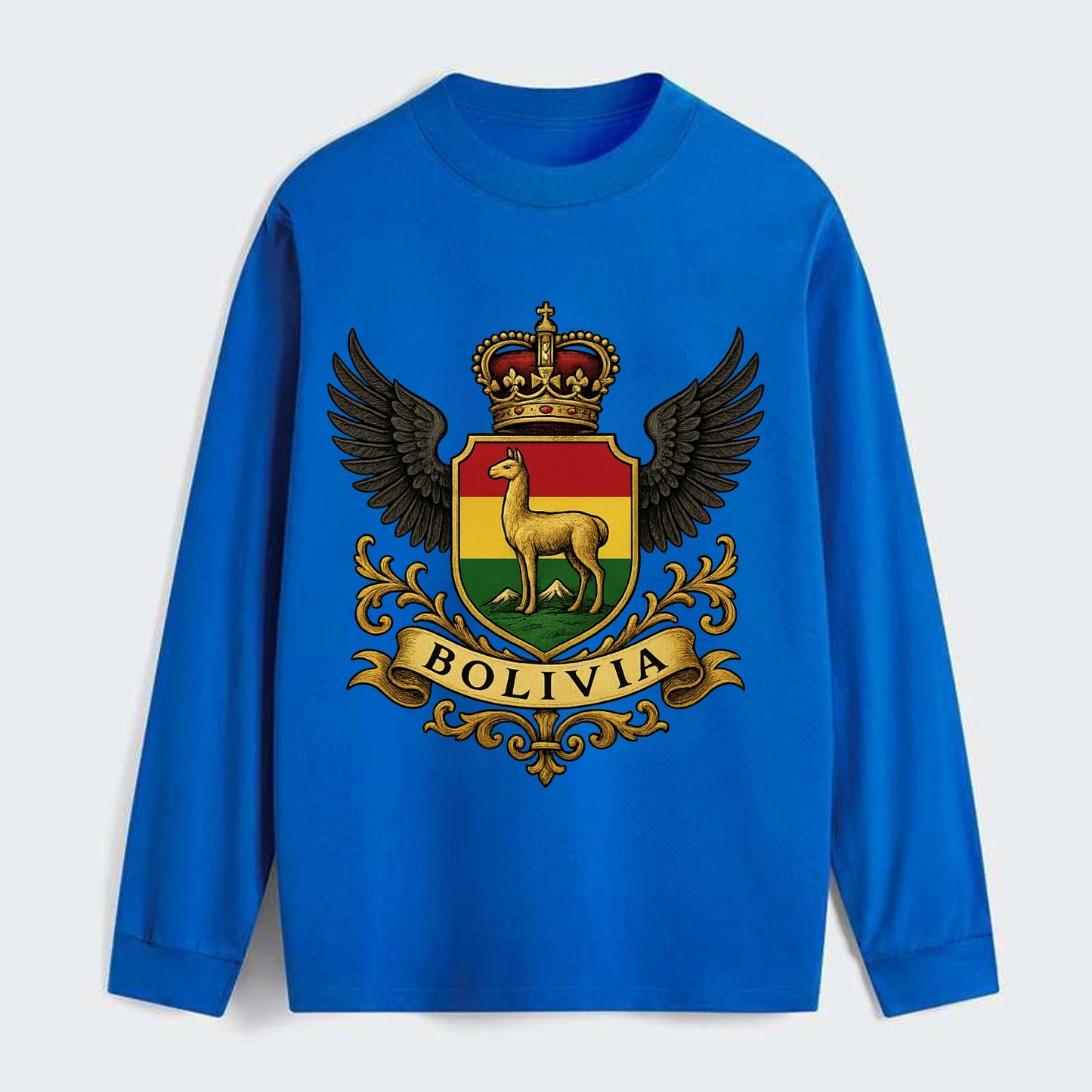 Bolivia Llama Emblem  - Classic Long Sleeve Shirt - Blue