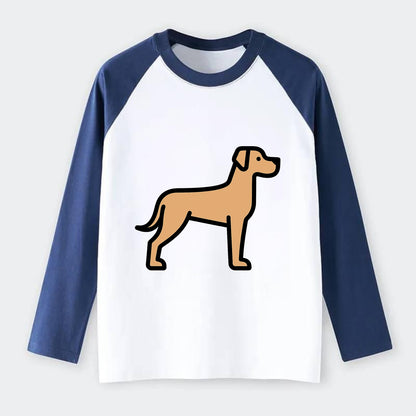 Great Dane - Fawn colored flat side profile - Raglan Long Sleeve T-Shirt - Blue