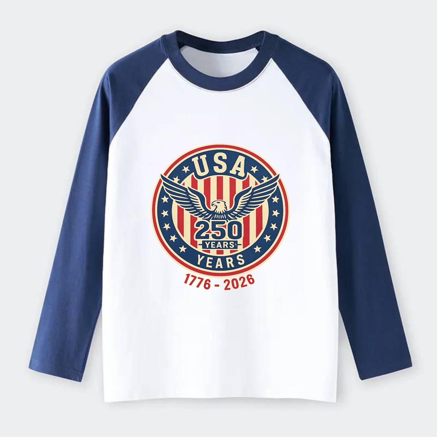 Usa 250 Years Eagle Seal - Raglan Long Sleeve T-Shirt - Blue