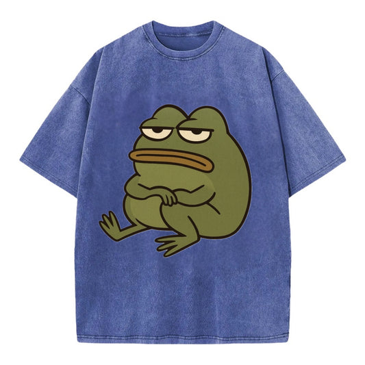 The Frog Judges Silently - Vintage T-shirt - Blue