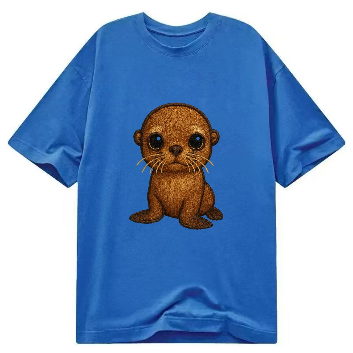 Baby California Sea Lion - golden brown, large expressive eyes, whiskers, - Classic T-shirt - Blue